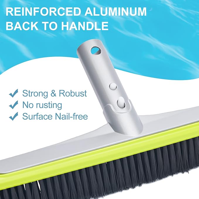 Sepetrel Pool Brush Head for Cleaning Walls,Heavy Duty Inground/Above Ground Swimming Pool Scrub Brushes with Premium Strong Bristle & Reinforced Aluminium Back