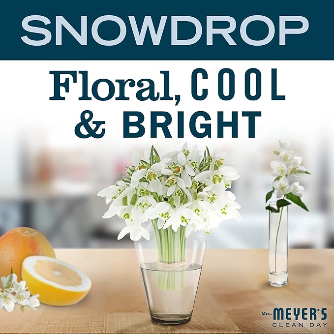 MRS. MEYER'S CLEAN DAY Liquid Dish Soap, Biodegradable Formula, Snowdrop, 16 fl. oz