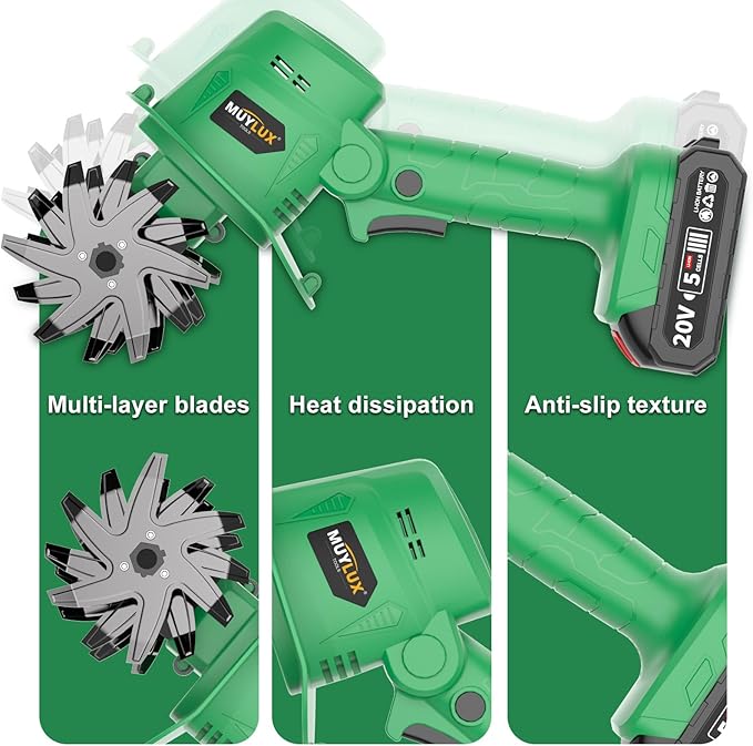20V Cordless Tiller Cultivator for Gardening, Electric Garden Tiller with 2 x 2.0Ah Batteries & Charger, Garden Rototiller for Lawn Gardening Soil Cultivation