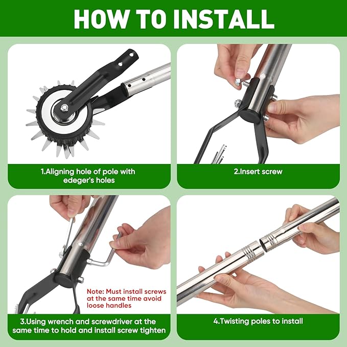 BlumWay 67 Inch Rotary Wheel Edge Trimmer, Rotary Shears, Manual Sidewalk Edgers, Length 23.6" to 67", Heavy Duty Stainless Steel Handle with Sharp Blades/Gloves