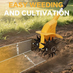 Cordless Tiller Cultivator for Dewalt 20v Battery, 500W Brushless Garden Tiller, 8.7" Tilling Width and 6.3" Depth, 330RPM Electric Rototiller for Gardening, Soil Cultivation(No Battery)
