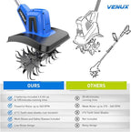 VENUX 20V Cordless Tiller Cultivator Electric Garden Tiller- 2 Batteries 4.0AH Included, 48 Steel Anti-Rust Tines 360RMP Tilling 9-in Width & 6.6-in Depth, Safety Gloves & Glasses Included