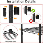 5 Tier Shelving Unit, 176 LBS Per Shelf Height Adjustable Narrow Storage Shelves, Heavy Duty Metal Garage Metal Shelves for Kitchen, Restaurant, Pantry, Laundry, 23"x 13.4"x 59", Black
