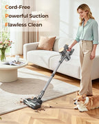 N8 Cordless Vacuum Cleaner,Lightweight Stick Vacuum with Powerful Suction,2200mAh Battery, 40 Mins Runtime,Self-Standing,Rechargeable Vacuum Cleaners for Home Hardwood Floor Carpet Pet Hair (Honey)