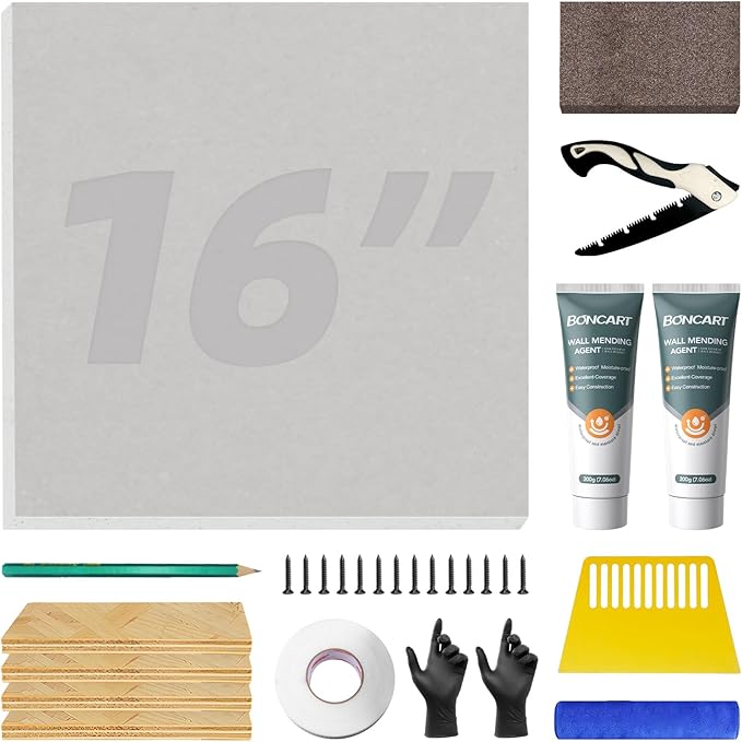 Drywall Repair Kit,Drywall Repair Panel 16” x16“,Sheetrock Repair Kit,Drywall Ceiling Repair,Large Hole Drywall Repair Kit