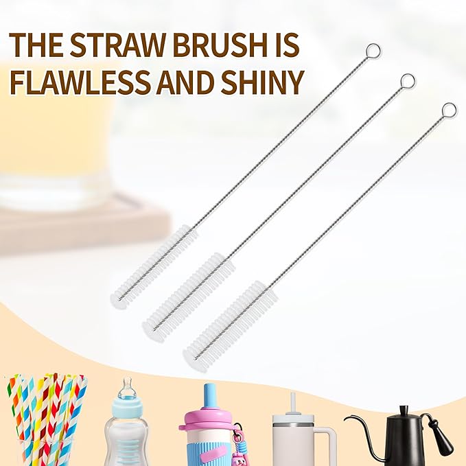 PeiTuSengJin10-Piece Bottle Brush Cleaning Set 1 Multi-Purpose Brush 6 Straw Cleaning Brushes 1 3-in-1 Brush 1 Detachable Cup Brush (Includes 1 Suction Cup Hook for Brush Storage)