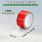 PATIKIL Awning Repair Tape 8m x 5cm Waterproof Canvas Tape High Adhesive Tear Repair Patch Kit for PVC Tarpaulin Tent Awning Fabric RV Sail Boat Cover, Red (2" x26.24ft)