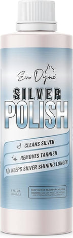 Silver Polish, Silver Cleaner (8-oz Bottle), Made in the USA | Silver Jewelry Cleaner – Gently Removes & Prevents Tarnish | Safe to Use on All Silvers by Evo Dyne (Silver Polish)