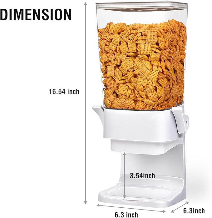 Cereal Dispenser Countertop,5.5L Cereal Containers Storage Dispenser for Pantry,Dry Food Storage Rice Containers,Candy Dispenser,Snack Organizer Machine for Grains, Nuts,Oatmeal, Pet Food White