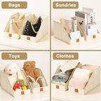 DIMJ Closet Organizers for Purses and Bag Storage, 4 Pack Small Storage Bins Foldable, Fabric Cube Baskets for Shelves, Wardrobe, Bedroom, Office, 5.9 x 11.8 x 6.7 in
