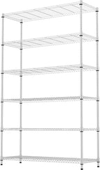 M MZG 6 Tiers Storage Shelves Load 2100LBS, Metal Shelving Wire Metal Shelving Unit Shelves for Storage Adjustable Garage Shelving for Pantry Kitchen Garage Chrome 17.7" D x 47.3" W x 82.4" H