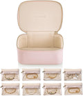 Vlando Jewelry Travel Case,Travel Jewelry Organizer with Clear Velvet Jewelry Bags 8Pcs Zipper Pouch for Women Girl Gift-Pink