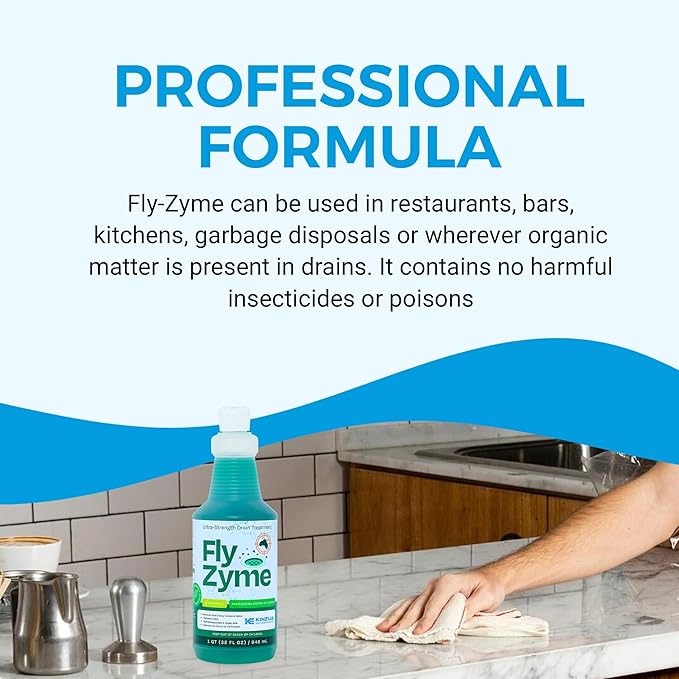 Fly-Zyme, Highly Concentrated Enzyme Drain Cleaner for Pipes & Fruit Flies, Citronella Scented Organic Waste Degrader & Odor Neutralizer, 32 fl oz, Pack of 2