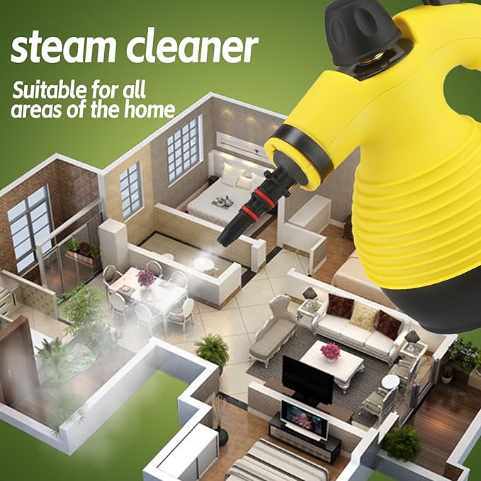 Steam Mop with Detachable Handheld Steam Cleaner,350ml 1050W Floor Steamer Cleaner for Home with 16 Accessory Kit, Multi-Purpose Steamer for Cleaning Floor, Tile, Windows, Couch, Grout,Dirt（yellow）