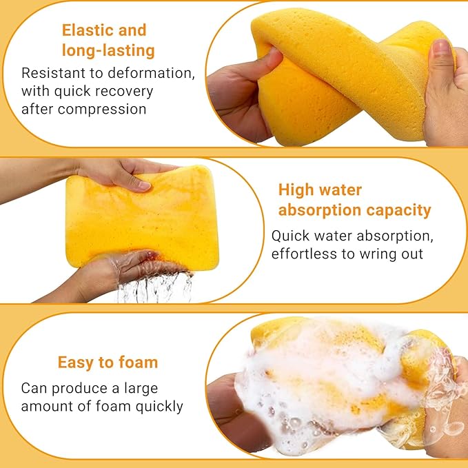 30 Pcs Large Sponges Bulk 7.5 x 5.5 x 1.9 Inch Yellow Grouting Sponge Non-Scratch Scrubber Car Wash Thick Heavy Duty Scrub Sponges Multifunctional Sponge for Cleaning Dishes Car Tile Crafts Supplies