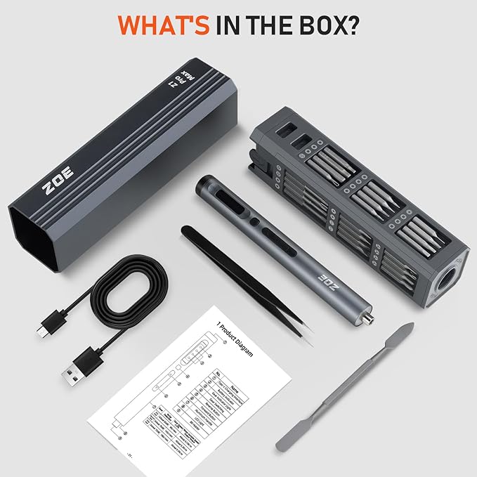 ZOE Electric Screwdriver, Mini Precision Screwdriver Set Cordless Screw driver Kit Small Power Magnetic Storage Bits, Settings Repair Tool Kit for Electronics Laptop Phone Camera Glasses Watch
