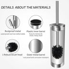 Stainless Steel Toilet Brush with Holder Set for Bathroom Storage and Organization Toilet Bowl Cleaner Brush and Holder (1, Silver)
