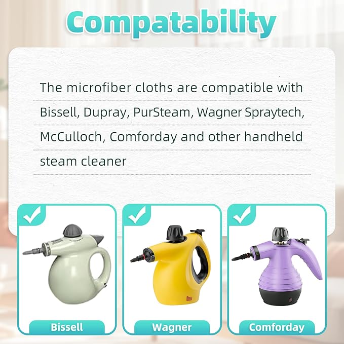 10 Pack Microfiber Cloth for Handheld Steam Shot, Steam Cleaner Accessories, Reusable Washable Steam Mop Pads Compatible with Most of Handheld Steam Shot/Cleaners （Blue）