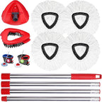 Mop Heads Replacements Complete Combo for O-Ceda,4Pcs White Machine Washable Microfiber Spin Mop Refills Replace Heads,1 Scrub Brushs,1 Base,1 Set Handle,Spin Mop Replacements for Tub and Tile