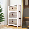 Luxdecor Plastic Storage Bins With Lids-Stackable Plastic Storage Bins on Wheels, Closet Organizers and Storage Cabinet with Doors,Larger 4Tier