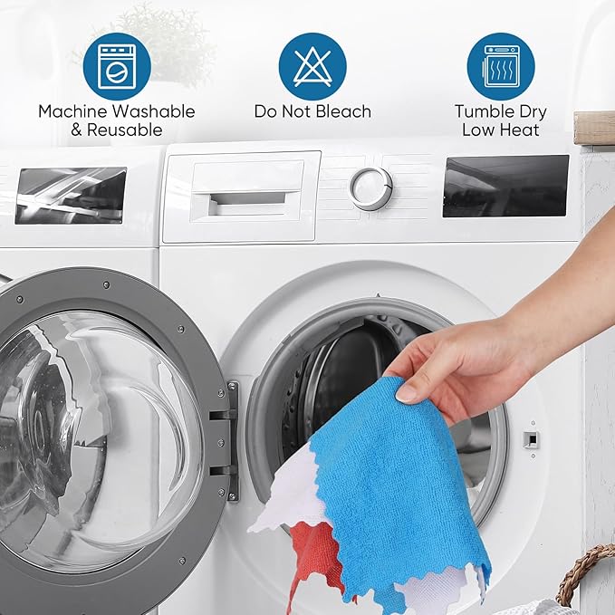 Orighty Microfiber Cleaning Cloths, 75 Sheets Shop Towels, Reusable Paper Towels Shop Rags, Washable Microfiber Towel Roll Cleaning Rags for Cars, House, Kitchen, 11.5’’ x 11.5’’, White