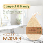 Natural Loofah Kitchen Scrubbing Pads, Vietnamese 100% Plant-Based Luffa, Multi-Purpose Dish Washing Sponges (Pack 4)