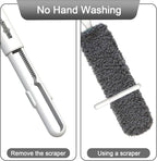 Microfiber Duster, Dusters for Cleaning, Hand Duster with Washable Head, Feather Dusters for Cleaning Cobweb, Blinds, Furniture, Cars-Gray
