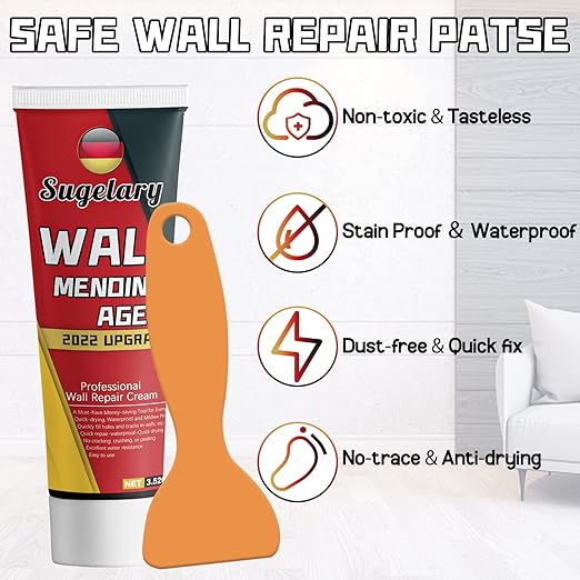 Drywall Patch Repair Kit with Scraper, White Wall Mending Agent with 2 Pcs Aluminum Drywall(2 inches), Plaster Dent Repair and Wood Scratch Repair