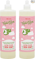 Rebel Green Super Deluxe Dish Soap - Natural Dishwashing Soap - Liquid Dish Detergent - Sustainable Dish Liquid Scented with Pink Lilac - (16 oz Bottles, 2 Pack)