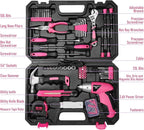 Pink 151PCS Tool Kit with 3.6V USB Electric Screwdriver, Cordless Drill Set, Home Tool Set for Women