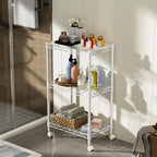 Golpart Small 3 Tier Shelves Storage Wire Shelving Unit Metal Shelf Adjustable Organizers Storage Shelving with Wheels for Bathroom Laundry Room Kitchen Pantry12”D x 18”W x 30.7”H White