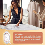 Newbealer Travel Iron with Dual Voltage - 120V/220V Lightweight Dry Iron for Clothes (No Steam), Non-Stick Ceramic Soleplate, 302℉ Heat Press Machine, w/Spray Bottle, Pouch & Silicone Stand (White)