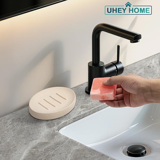 Soap Dish Bathroom Resin Bar Soap Holder for Shower Soap Tray for Kitchen Sink 2 Pack(Cream)