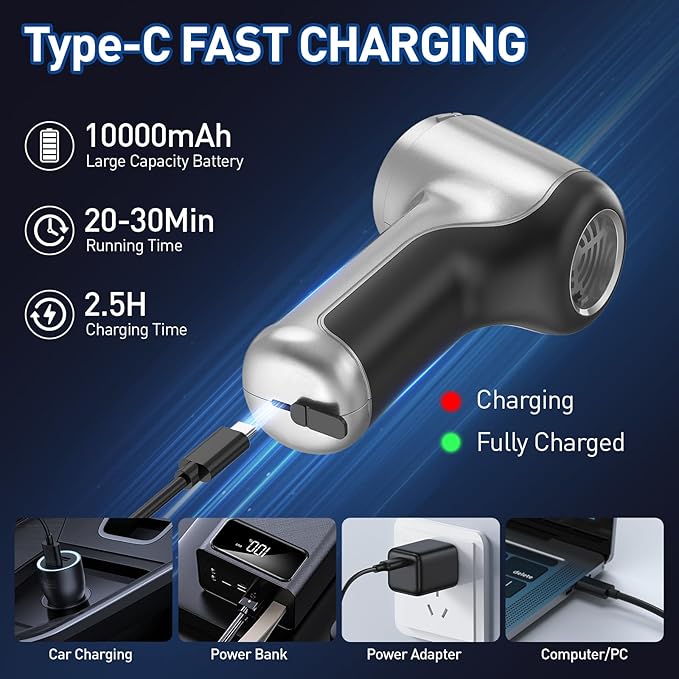 AHNR Handheld Car Vacuum Cleaner Cordless with Brushless Motor, 20000PA High Power Vacuum Cleaner & Air Duster, 3 in 1 Keyboard Portable Mini Hand Held Vacuums Cleaner for Car Home