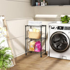 SINGAYE 3 Small Shelves Storage Shelf Wire Shelving Unit Metal Shelf Adjustable Organizers Storage Shelving with Wheels for Bathroom Laundry Room Kitchen Pantry11.5”D x 17.5”W x 30.5”H Black