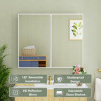 Buruis 36" x 30" Framed Medicine Cabinet with Mirror, Recessed or Wall Mounted Bathroom Cabinet, Adjustable Tempered Glass Shelves, Left/Right Open Reversible, No Assembly Required, White