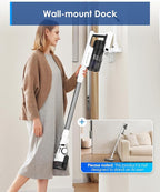 Tineco A20 Cordless Stick Vacuum Cleaner, Powerful Suction, 3 Modes for Multi-Level Messes, 1L Larger Dustbin, Ergonomic Dual-Handle Design, Wall-Mount Dock, LED Headlight