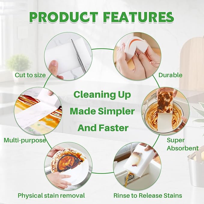 Magic Melamine Sponge Eraser, 12 Pack Disposable Magic Cleaning Erasers in Bulk, No Scratch & Super Absorbent, Multi-Functional Melamine Foam Sponges for Bathroom Window Shoes Kitchen