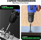 Schneider 21V Tool Set with Drill, 350 in-lb Torque, 0-1350RMP Variable Speed, 10MM 3/8'' Keyless Chuck, 18+1 Clutch, 1.5Ah Li-Ion Battery & Charger for Home Tool Kit