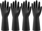 Bamllum 4 Pairs Rubber Kitchen Dishwashing Gloves - Reusable Household Cleaning Gloves for Washing Dishes and Cleaning Tasks, Flexible Long-lasting and Non-Slip (Large, Black)