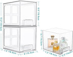 Vtopmart 4 Pack Stackable Storage Drawers, 6.6''Tall Acrylic Bathroom Makeup Organizers,Clear Plastic Drawers For Vanity, Undersink, Kitchen Cabinet,Pantry Organization and Storage