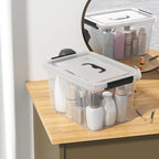 10 Quart Clear Plastic Storage Boxes with Handle, 4-Pack Clear Plastic Storage Bins with Lids