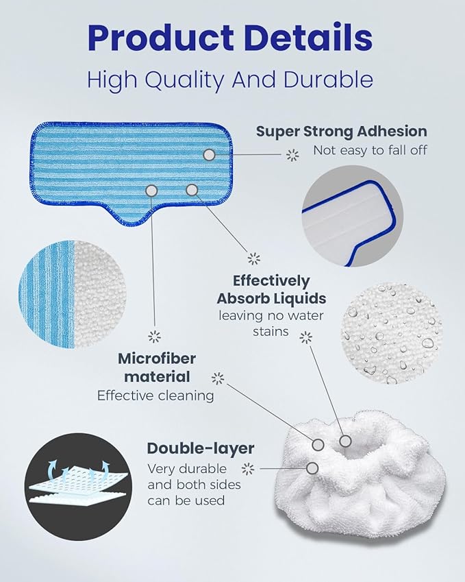 Steam Cleaner Accessories Compatible with Dupray Steam Cleaner, Triangle Microfiber Bonnet for Neat Steam Cleaner & Microfiber Pads, 6+6 Reusable Steamer Cloth Cover Cleaning Steam Mop Pad