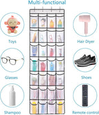 REGELETO 2 Pack 28 Pocket Over the Door Shoe Organizer, Hanging Shoe Rack for Door Large Capacity Shoe Organizer Holder with 4 Metal Hooks (White-2Pack)