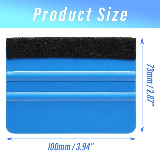 4 Inch Plastic Felt Edge Squeegee Tool Vinyl Squeegee for Window Tint, Wallpaper, Decal Sticker, Blue, 2Pcs