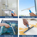 Professional Squeegee for Window Cleaning, 18” Stainless Steel Window Squeegee for Shower Glass Door, Includes 12” Replacement Rubber Blades