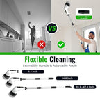 Versatile Depot Electric Spin Scrubber for Bathroom with 7 Replaceable Brush Heads – Power Scrubber with Adjustable Long Handle – Cordless Shower Cleaning Brush for Tile, Tub & Floor