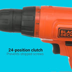 BLACK+DECKER 20V MAX* POWERCONNECT Cordless Drill Driver Kit with Drill Bit Set and Sockets, 100 pc. Tool Kit for Home, Battery and Charger Included ,Orange (BDC120VA100)