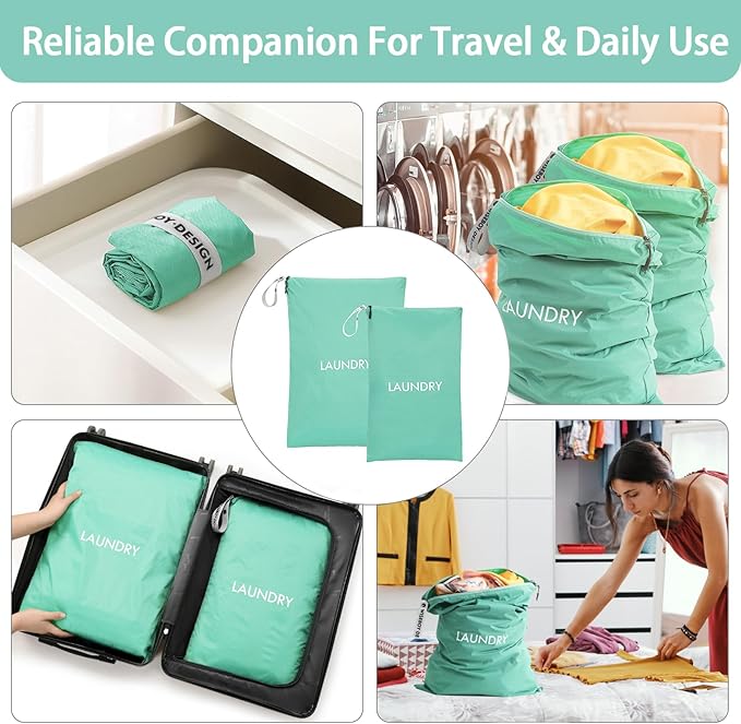 WiseBoy 2 Pack Laundry Bags, Washable Wet Dry Bag, Travel Laundry Bag Dirty Clothes Organizer, Swimming Yoga Bathing Suit Workout Wet Dry Bag - Blue