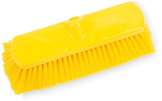 SPARTA 41278EC04 Flo-Thru Plastic Wall Scrub Brush, Equipment Brush With Soft Nylex Bristles For Industrial Kitchens, Hospitals, Commercial Cleaning, 4 Inches, Yellow